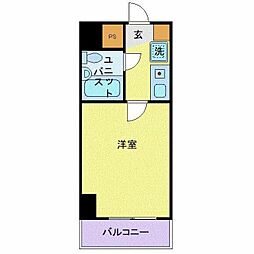 JR横浜線 橋本駅 徒歩3分の賃貸マンション 12階1Kの間取り