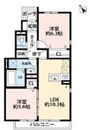 Sereno 1階2LDKの間取り