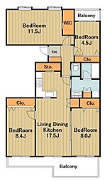 エストラーセ長池2号棟 5階4LDKの間取り