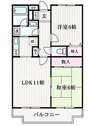 リヴェール21・日吉 2LDKの間取図画像