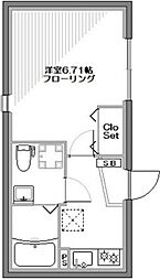 アーバンステージ門前仲町III 2階1Kの間取り