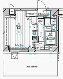 メインステージ二子多摩川 5階1Kの間取り