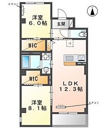 (仮称)流山市駒木マンション 2LDKの間取図画像