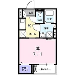 Purete大岡山 1Kの間取図画像