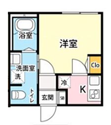 AKrystal 3階1Kの間取り