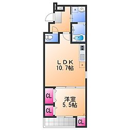 南海線 高石駅 徒歩8分の賃貸アパート 1階1LDKの間取り