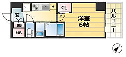 エステムコート神戸湊町 1Kの間取図画像
