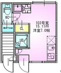 VILLEST 上石神井 1階ワンルームの間取り