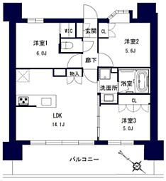センチュリー千葉みなと 11階3LDKの間取り