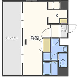 ル・ソレイユ21 1Kの間取図画像