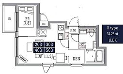 墨田区緑4丁目マンション 1LDKの間取図画像