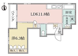 （シニア限定）へーベルヴィレッジ立川昭和記念公園〜グラン・シ 2階1LDKの間取り