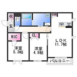 ＳｈａＭａｉｓｏｎ　ＧＲＡＣＩＡ　ＩＷＡＤＥ　II 2階2LDKの間取り