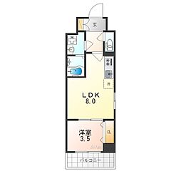 阪急京都本線 西京極駅 徒歩10分の賃貸マンション 4階1LDKの間取り