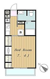 小田急小田原線 相模大野駅 徒歩8分の賃貸マンション 1階1Kの間取り