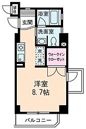 ドゥーシエル桜新町 4階1Kの間取り