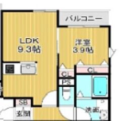 阪急伊丹線 稲野駅 徒歩6分の賃貸アパート 2階1LDKの間取り