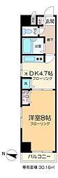 レジデンスクラモト 1Kの間取図画像