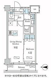 ラティエラ武蔵小杉 1LDKの間取図画像