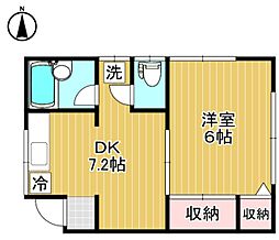 ＧＲＡＣＥ貫井 2階1DKの間取り