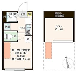 ハーモニーテラスムーン ワンルームの間取図画像