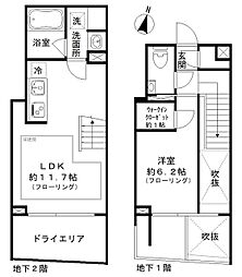 イプセ代々木上原DLX 地下1階1LDKの間取り