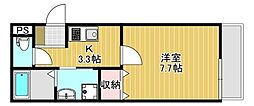 テルメゾン 1Kの間取図画像