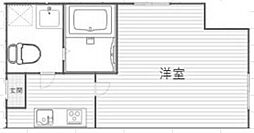クロス西新井 2階1Kの間取り
