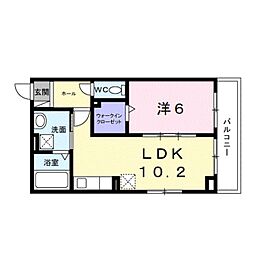 ヒカルサ和歌山本町 3階1LDKの間取り