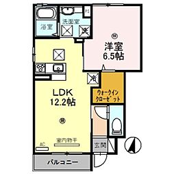 岩出ヒルズ　II 1階1LDKの間取り