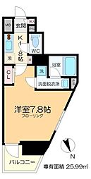 スプレスター綾瀬 6階1Kの間取り