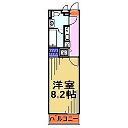 クレールカルチェ 2階1Kの間取り