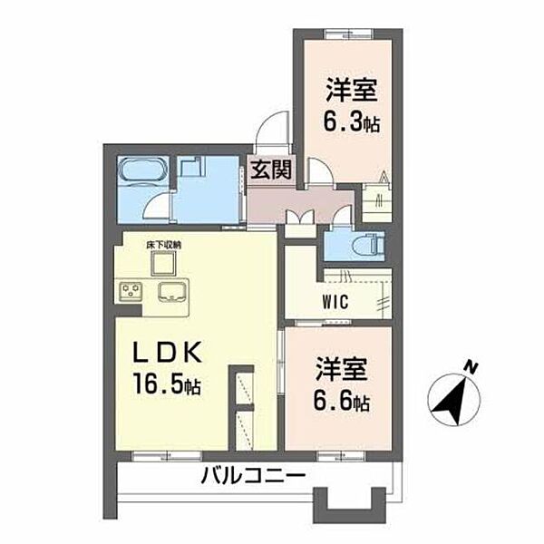 ベンベヌート 103｜香川県丸亀市山北町(賃貸マンション2LDK・1階・68.55㎡)の写真 その2