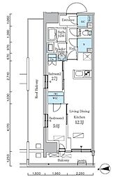 パークアクシス品川天王洲アイル 11階2LDKの間取り