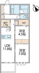 パークアヴェニュー湘南辻堂 北棟 2LDKの間取図画像