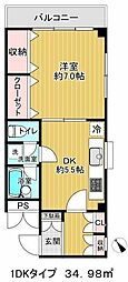 クライス伊藤 1DKの間取図画像