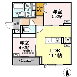 セレスティア荒川N 2LDKの間取図画像