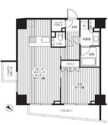 Ti-HIGASHIAZABU 1LDKの間取図画像