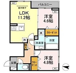 リアンメゾン 2階2LDKの間取り