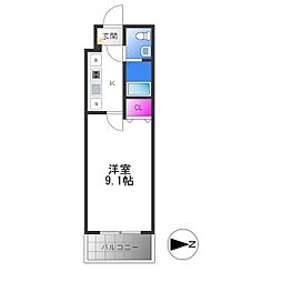 ヒルズ八尾本町 1Kの間取図画像