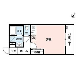 JR中央線 豊田駅 徒歩8分の賃貸アパート 2階ワンルームの間取り