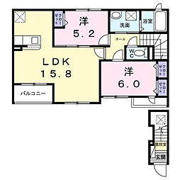 西東京市中町3丁目アパート 2LDKの間取図画像