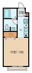 リレントヒルズ ワンルームの間取図画像