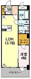 フィーノ武蔵小杉 3階1LDKの間取り