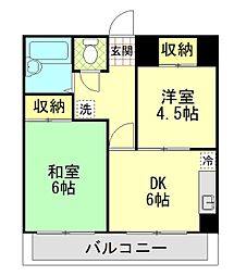 ガーデンハイツ小山 2DKの間取図画像