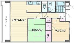 フェリーチェ原田II 1階2LDKの間取り
