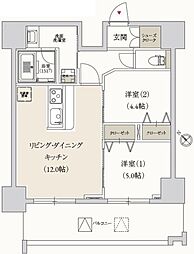 プライマル月島 2LDKの間取図画像