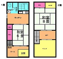 千住柳町貸家 1階2DKの間取り