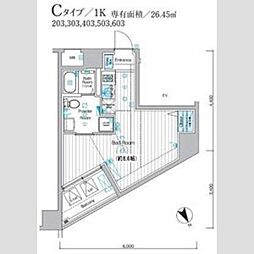 MAXIV ALIVE堀切菖蒲園 1Kの間取図画像