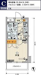スカイコートルーベンス西早稲田 1Kの間取図画像